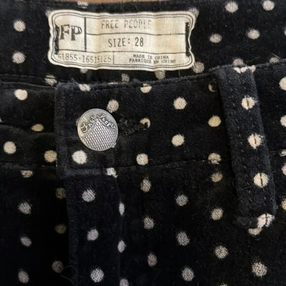 Free People Velvet Black White Polka Dot Pants Skinny Straight Jeans 28 - Picture 3 of 3